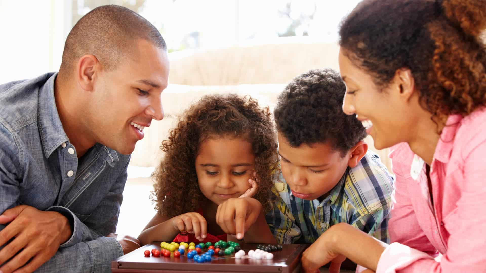 Family playing a game